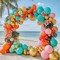 Pastel Balloon Garland Kit – Coral Pink, Teal Blue, Light Green, Orange, and Gold Metallic Double-Stuffed Latex Balloons for Tropical Hawaiian Luau, Birthday, Baby Shower, and Party Decorations